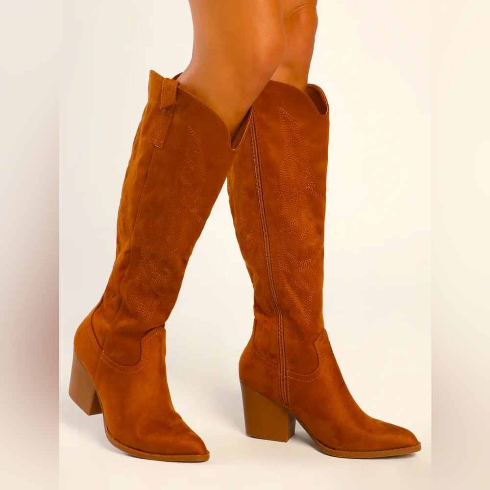 Lulu’s Suede Cowboy Boots